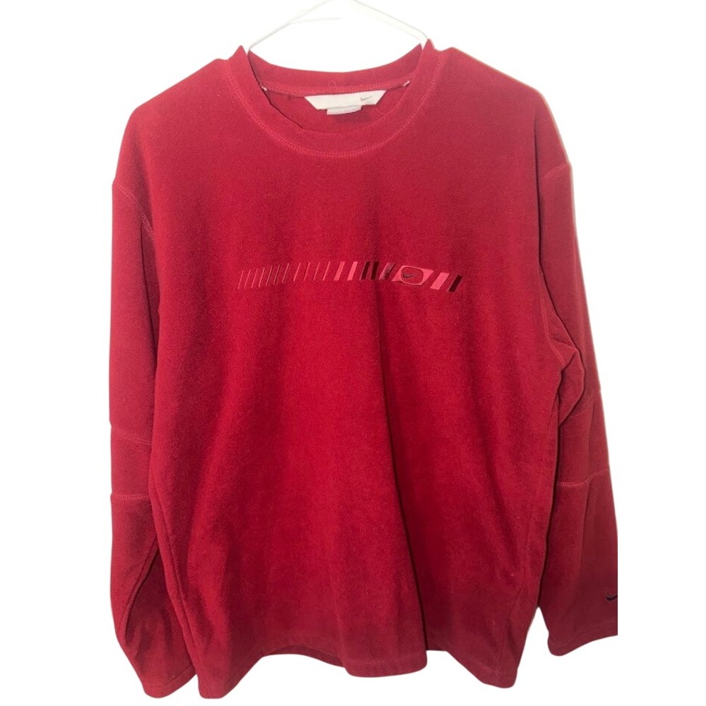 Nike Red Fleece Crewneck Sweatshirt Mens Size Small Graphic Pullover Long Sleeve